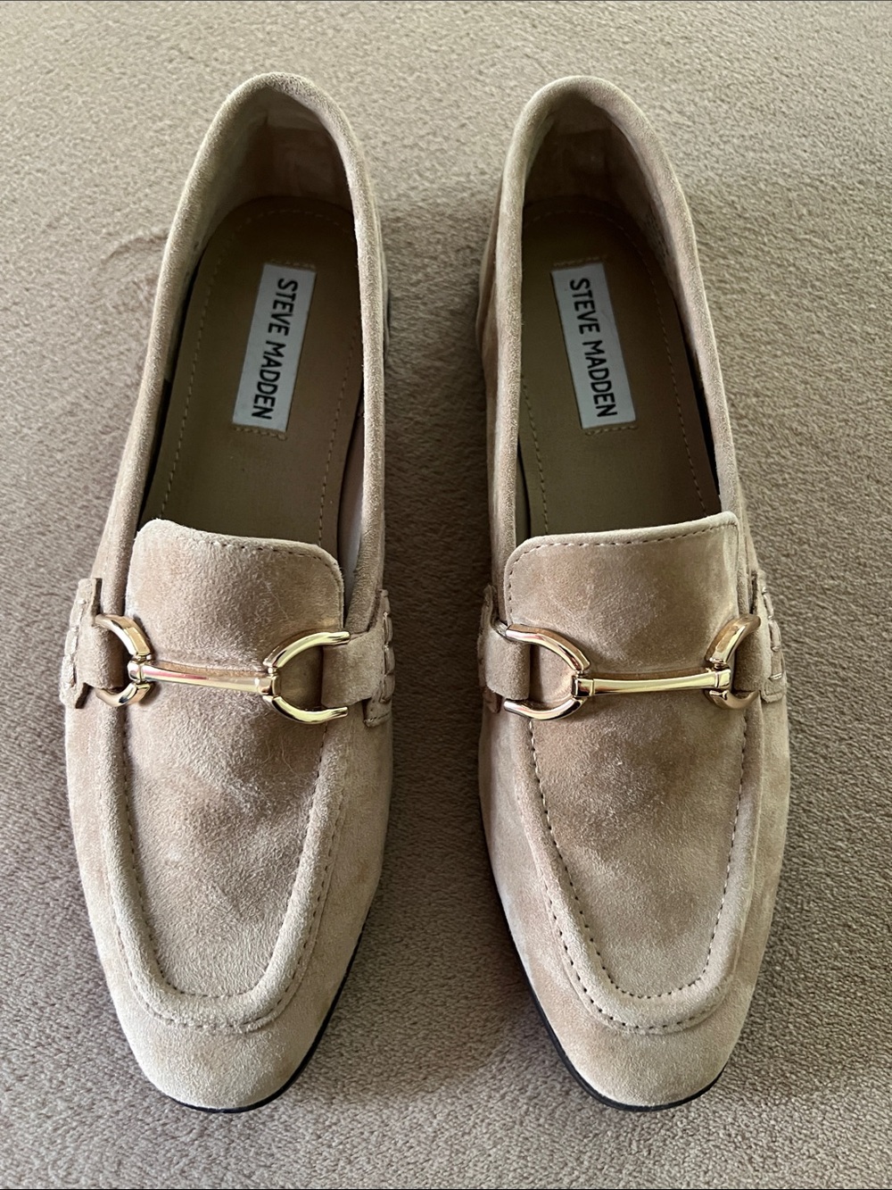 Steve Madden Taupe Suede Loafers with Gold Bit 7.5 8